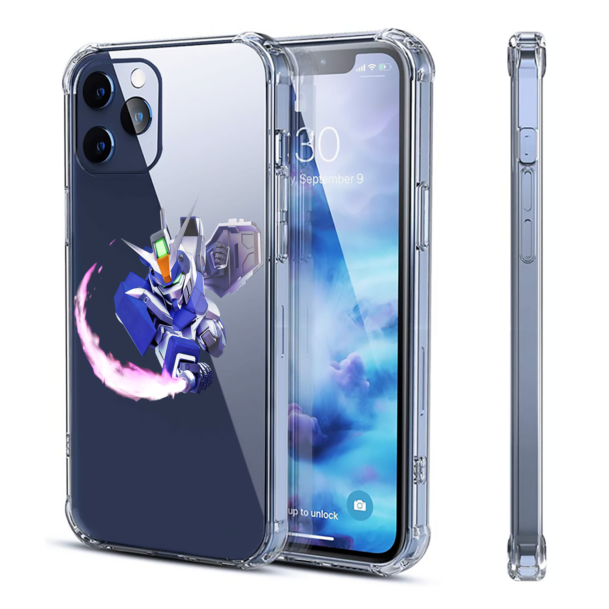 （画像用） 機動戦士ガンダム Mobile Suit Gundam 【iPhone 12シリーズ対応】透明スマホケース（クリアソフトケース）